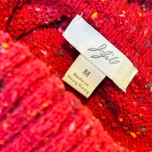 J Jill Cabincore Turtleneck Mixed Tweed Knit Sweater Relaxed Cozy Boxy Red MED - Picture 9 of 9
